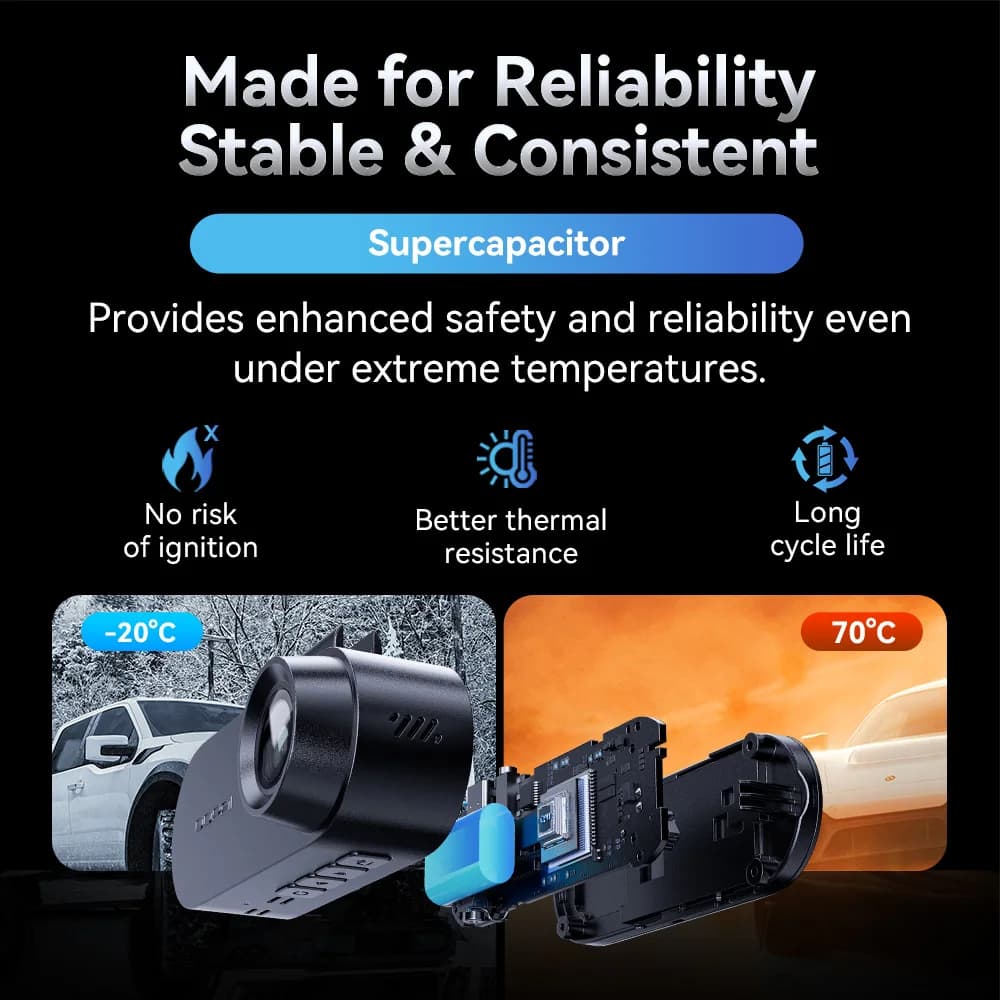 كاميرا داش للسيارة بيكتري A400 بدقة 4K - مع ADAS وواي فاي، شاشة IPS 1.9 بوصة، تدعم مراقبة الانتظار والرؤية الليلية - 6