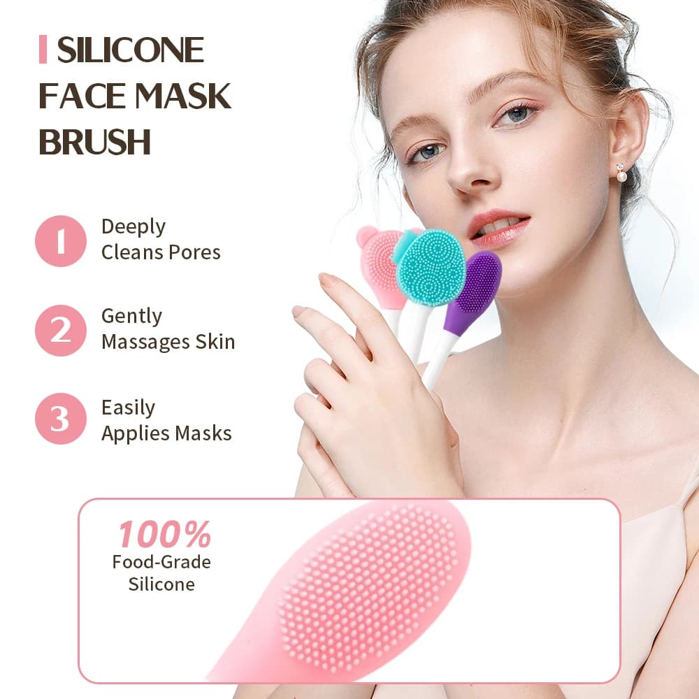 Facial Cleaning Silicone Brush Facial Mask Applicator Skincare Accessories Silicone Body Scrubbers 2in1 Spa Facial Wash Brushes - 6