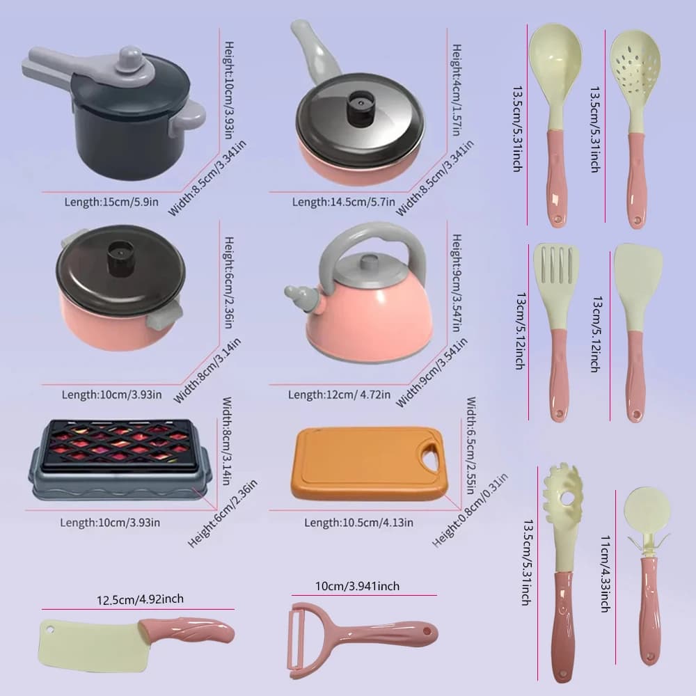 Kids Kitchen Toys Set 92/69/59 PCS Play Kitchen Accessories Kit with Play Pots Pretend Food Cooking Toy Toddler Girls Boy Gift - 6