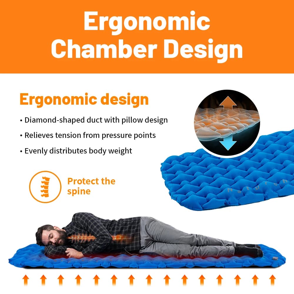 مرتبة هوائية قابلة للنفخ من Naturehike لرحلات التخييم، خفيفة الوزن، وسادة نوم خارجية، سرير قابل للطي، بساط نوم للمشي لمسافات طويلة - 4