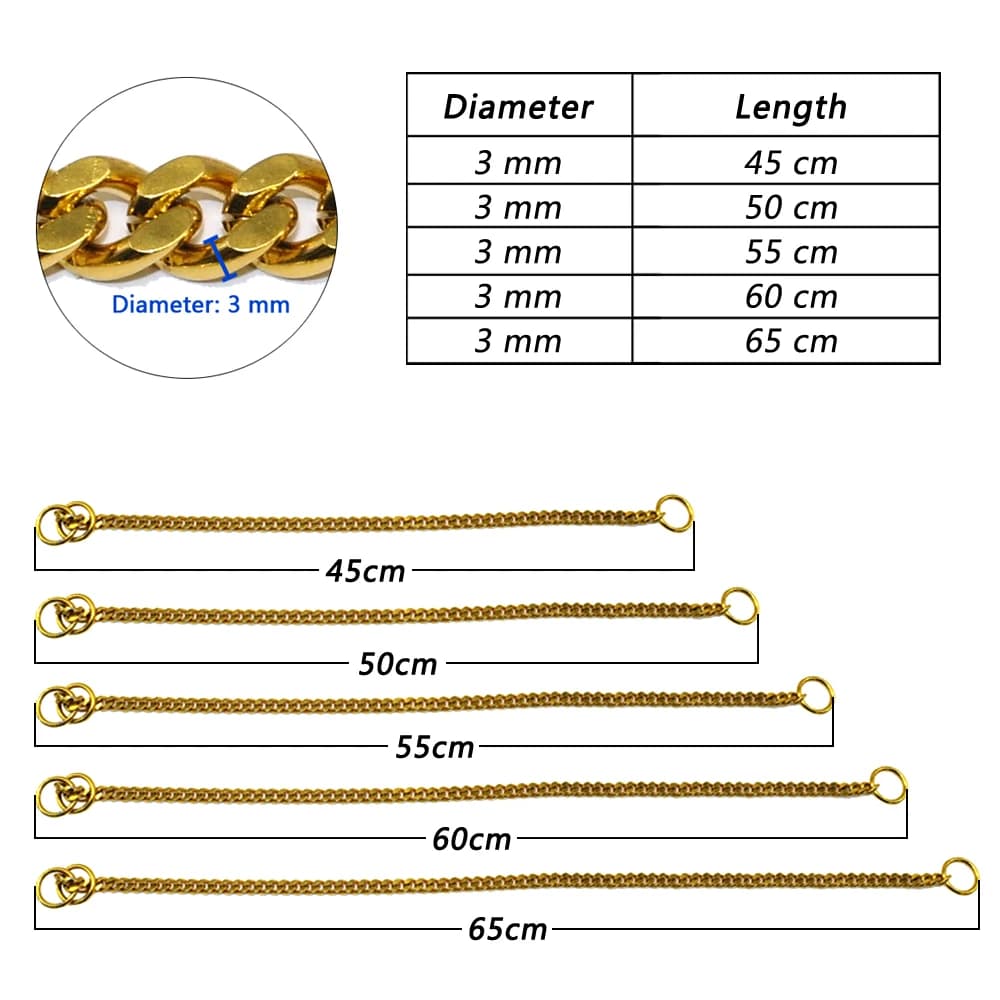 Dog Chain Collar Stainless Steel Dogs Slip Collars Metal Pet P Choke Chrome Plated Chian For Medium Large Dogs Training Pitbull - 5