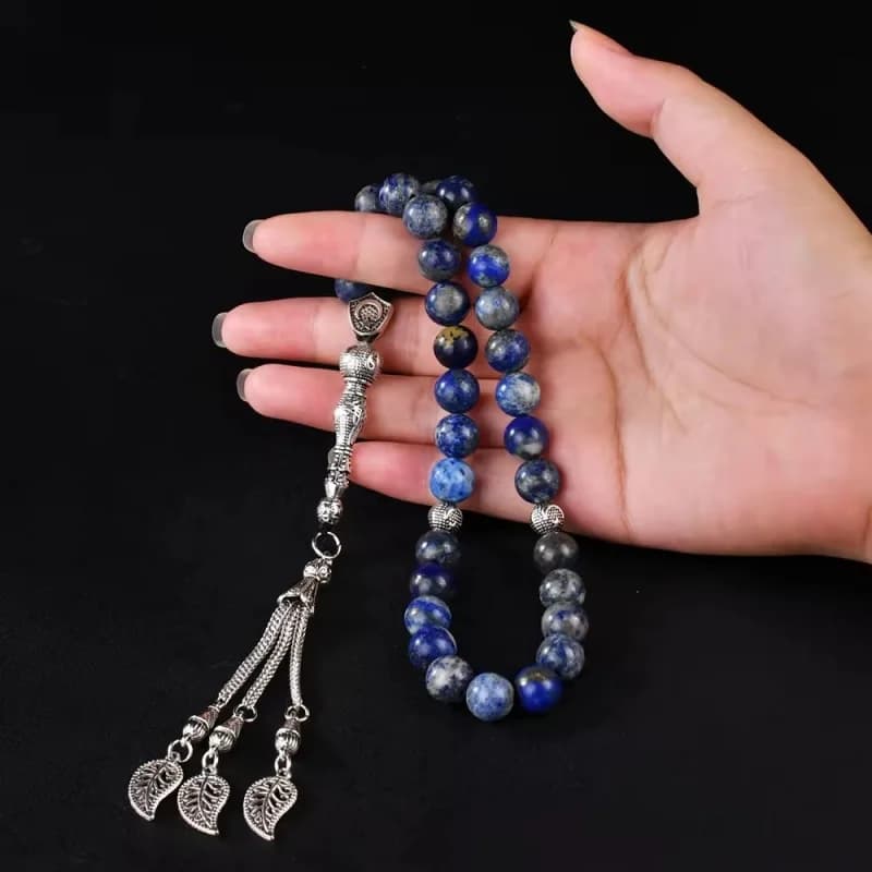 Muslim Rosary Bracelet 10mm natural Lapis Lazuli 33 prayer Beads TASBIH Middle Eastern Men and Women prayer hands - 5