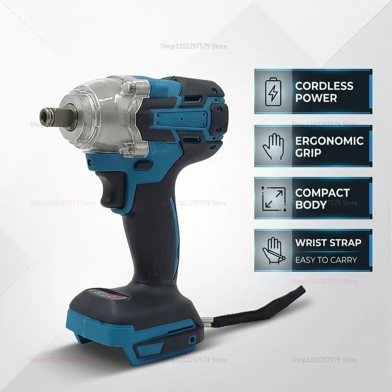 Cordless Brushless Impact Wrench 520Nm High Torque 18V Electric Power Wrench Portable Handheld Tool for Tire Changing Furniture - 2