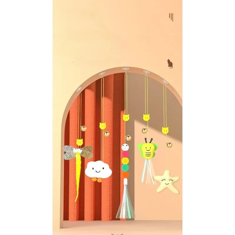 Cat Rope Long Rope Teasing Cat Toy Accessories Pet Kitten Toy Cat Toy Swing Sticky Disc Elastic with Bell Hanging Door Teasing - 6