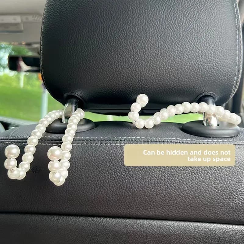 Creative Stylish Pearl Car Seat Hook Elegant Backrest Organizer Multifunctional Car Mounted Hook Women Car Decor Accessories - 3