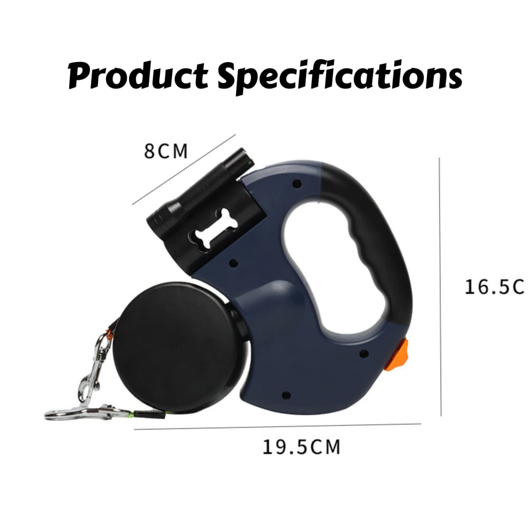 Retractable Dual Dog Leash with LED Light 360 Swivel No Tangle Independent Braking 3M Reflective Leads for Dogs - 6