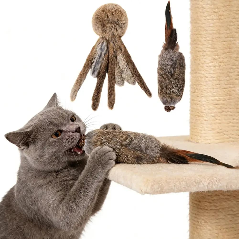 Faux Rabbit Fur Interactive Pet Toys for Cats & Dogs Kitten Hunting Toy Soft Plush Fluffy Cat Kicker Toy - 5