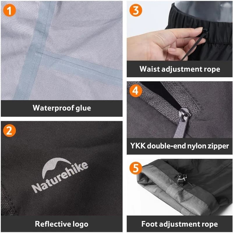 Naturehike Rainproof Pants Hiking Outdoor Waterproof Pants Ultralight Portable Camping Sports Quick Dry Breathable Pants - 4