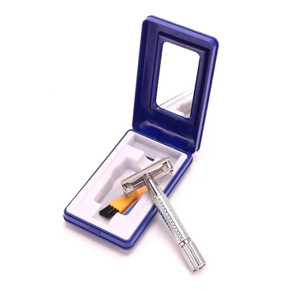 Double Edge Beard Hair Shaver Set Men's Traditional Classic Beard Razor Shaver Stainless Steel Safety Mens Trimmer Blades Box - 3