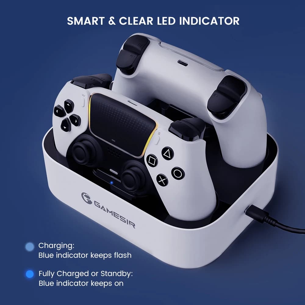 GameSir Dual Controller Charger for PlayStation 5 / PS5 DualSense / Edge  Controller Charging Station Dock ZHP501 - 4