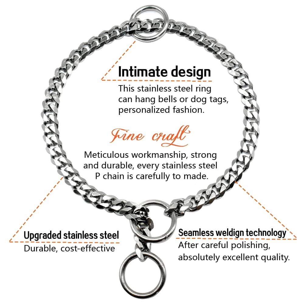 Dog Chain Collar Stainless Steel Dogs Slip Collars Metal Pet P Choke Chrome Plated Chian For Medium Large Dogs Training Pitbull - 3