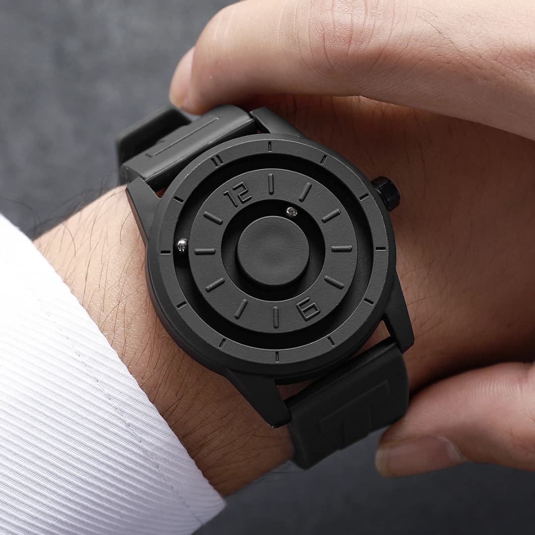 ساعة يد كوارتز للرجال بتعليق مغناطيسي، حزام سيليكون، ريلوج هومبر (بدون علبة) - 2