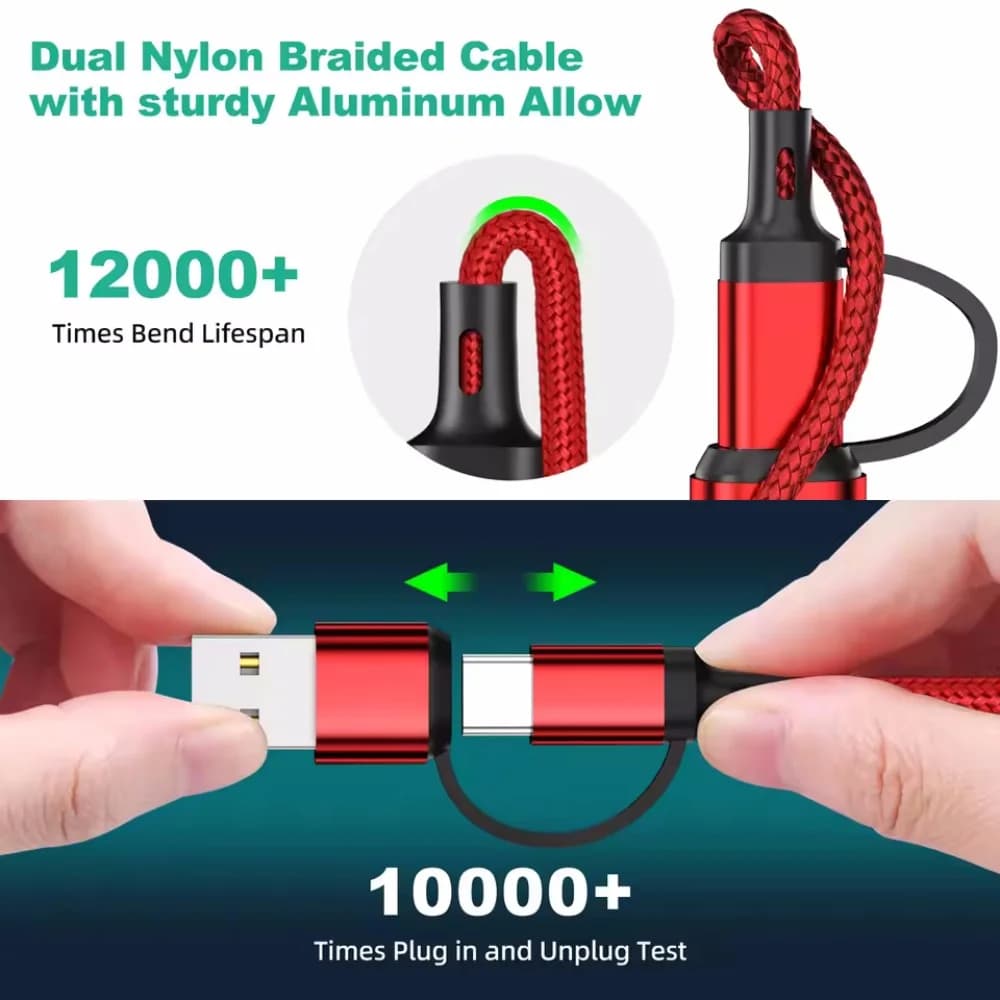 5 in 1 PD USB Fast Charging Cable For iPhone 14 13 12 Xiaomi Android Micro USB Type-C Phone Charger Multi-ports Data Cable - 4