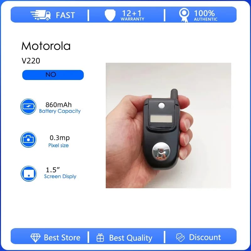 Refurbished-Original Motorola V220 Detachable Battery 860mAh Cell Phone Wholesale Free shipping