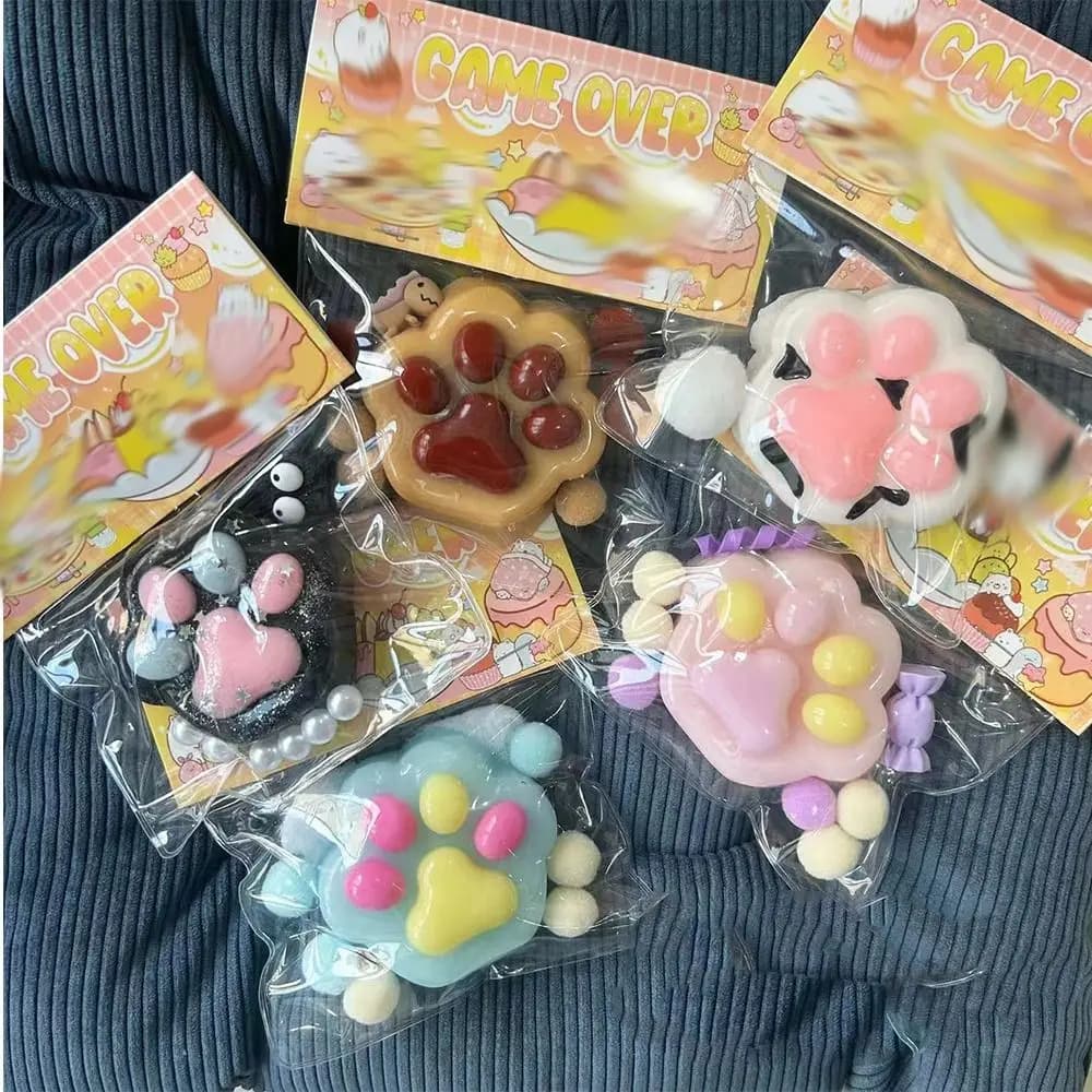 Mochi Taba Squishy NEW Fidget Toy Anti-stress Mini Kawaii Cat Paw TPR Small Cat Paw Cute Pink Cat Foot Pinch Decompression Toy - 6