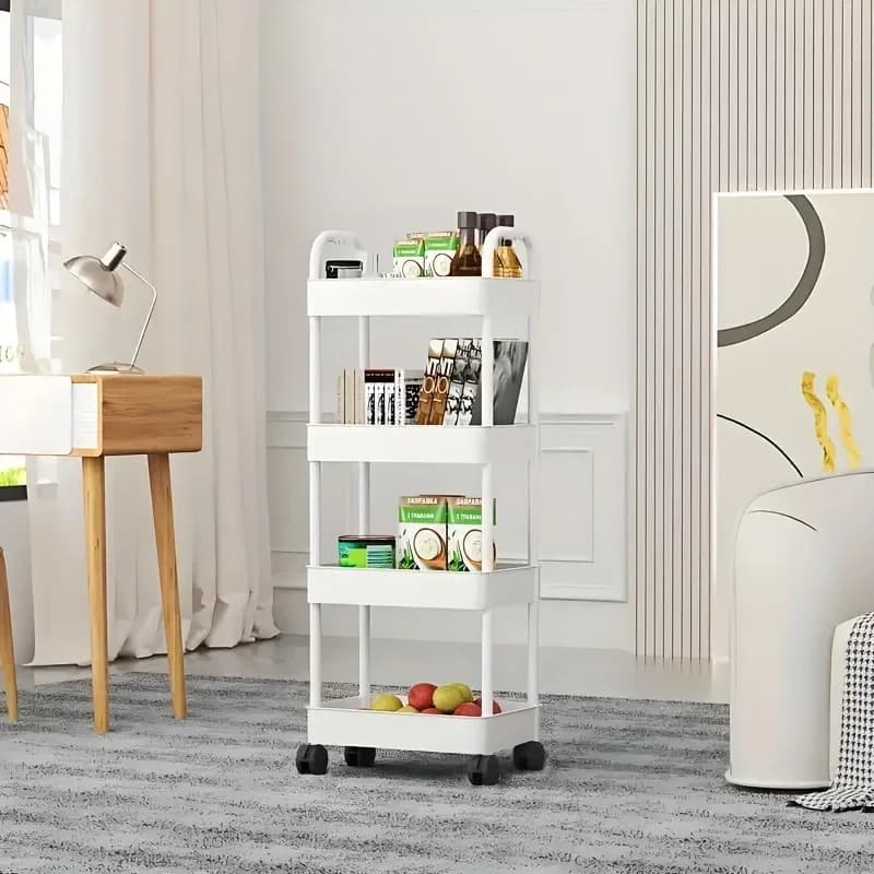 Multifunctional Storage Cart With Open Shelves Space Saving Utility Rack For Kitchen Bedroom Book Display Household Organizer - 3