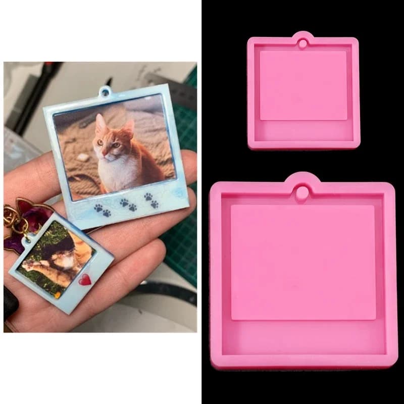 إطار الصورة الايبوكسي الراتنج المفاتيح قالب القط الكلب علامة قلادة قالب من السيليكون DIY بها بنفسك صب الحرف صنع المجوهرات الملحقات