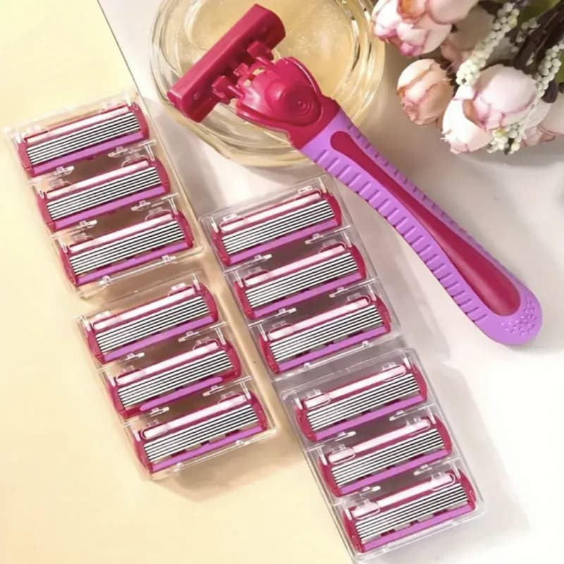 ماكينة حلاقة سلامة 6 طبقات، شفرة فيوجن مستقيمة للرجال، ماكينة حلاقة يدوية مع شفرات، لحلاقة الذقن