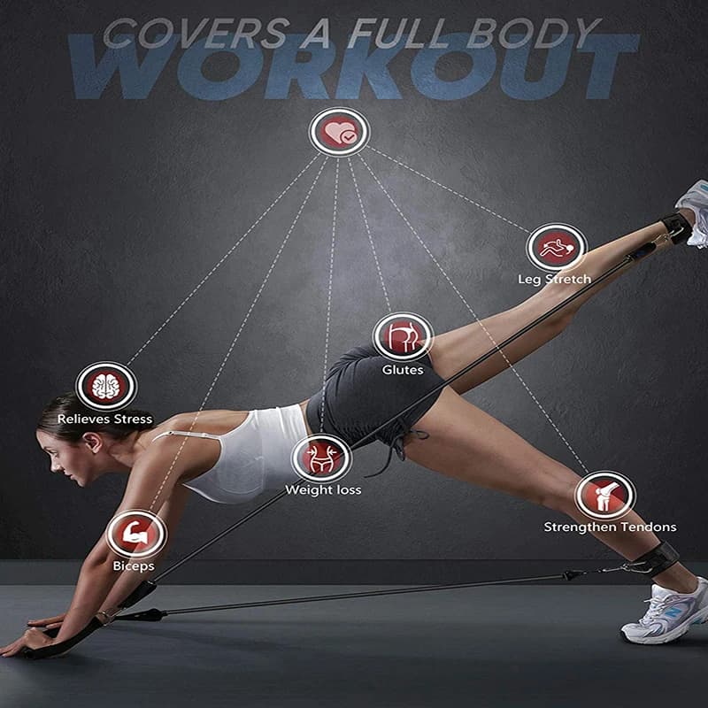 مجموعة أشرطة مقاومة 7 قطع، أشرطة تمارين محمولة، إكسسوارات صالة رياضية منزلية، موسع تمارين مطاطي مرن احترافي - 5