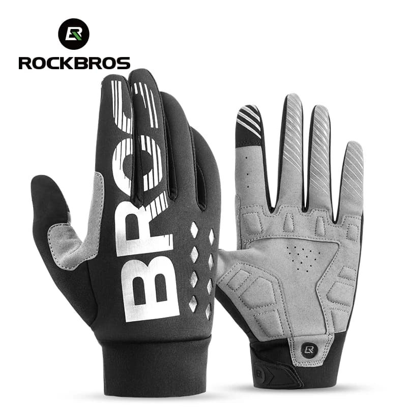 قفازات دراجات من ROCKBROS، قفازات SBR سميكة مقاومة للصدمات، دافئة، ممددة لشتاء وخريف، قفازات دراجات رياضية قابلة للتنفس