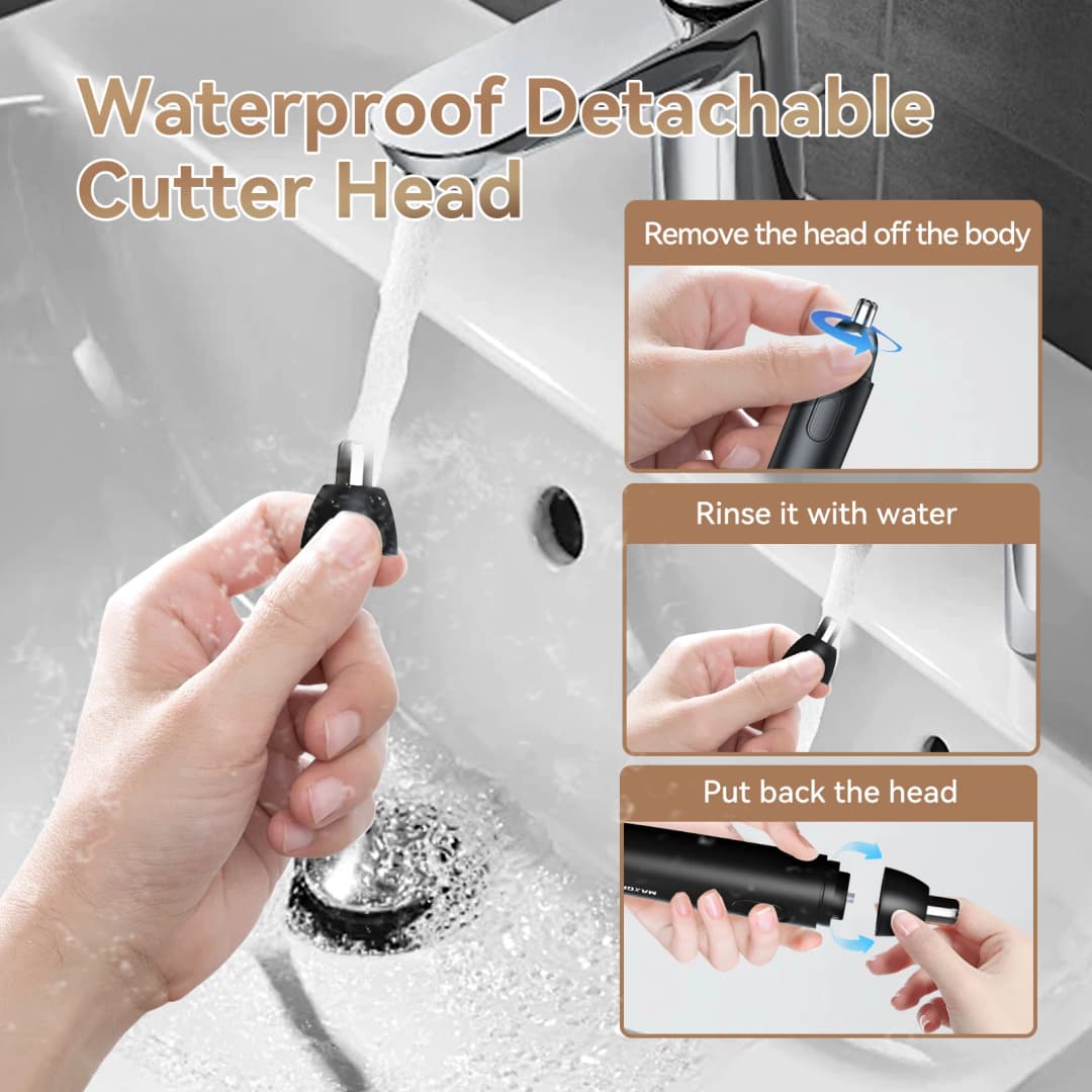 MAXGROOM Nose Hair Trimmer for Men Rechargeable 360 Rotating Dual-Blade Electric Shaver Eyebrows Nose Hair Trimmer Painless Safe - 5