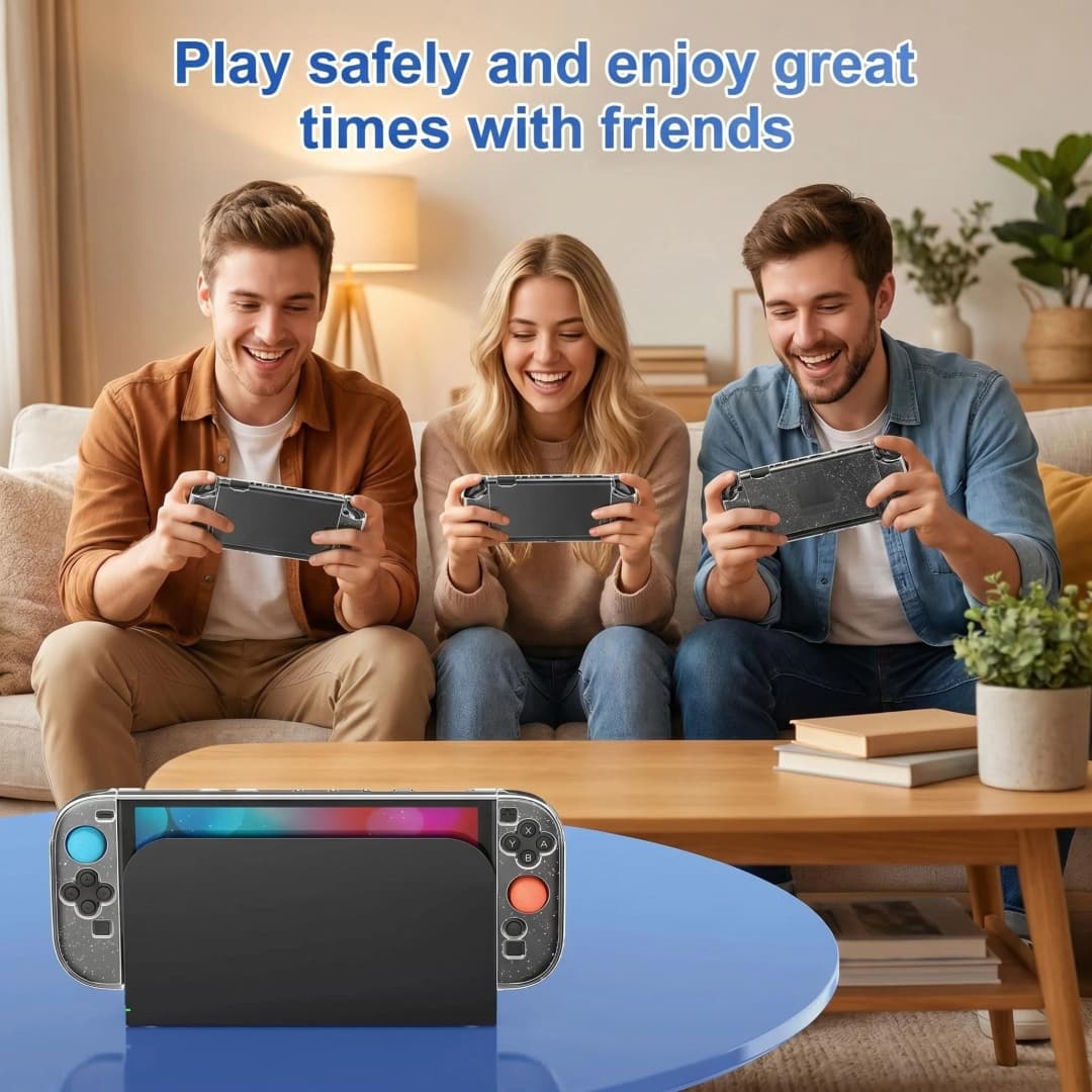 Glitter Dockable Case for Nintendo Switch 2 Console Transparent Protective Shell Case Cover for Ns Switch 2 TPU+PC  Accessories - 5