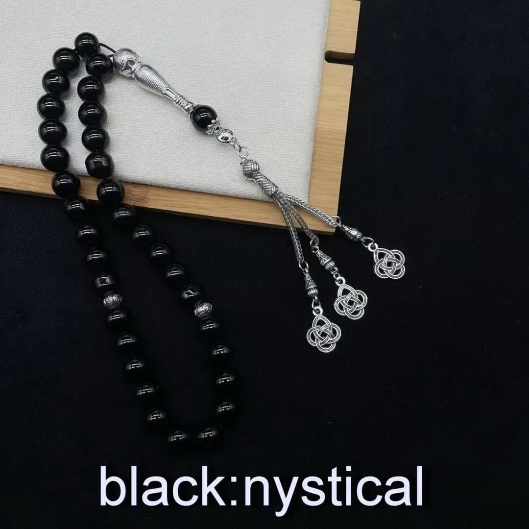 33 قطعة مسبحة زجاجية خزفية 10 ملم مسبحة صلاة إسلامية قلادة شرابة للشرق الأوسط والإمارات ودبي - 5