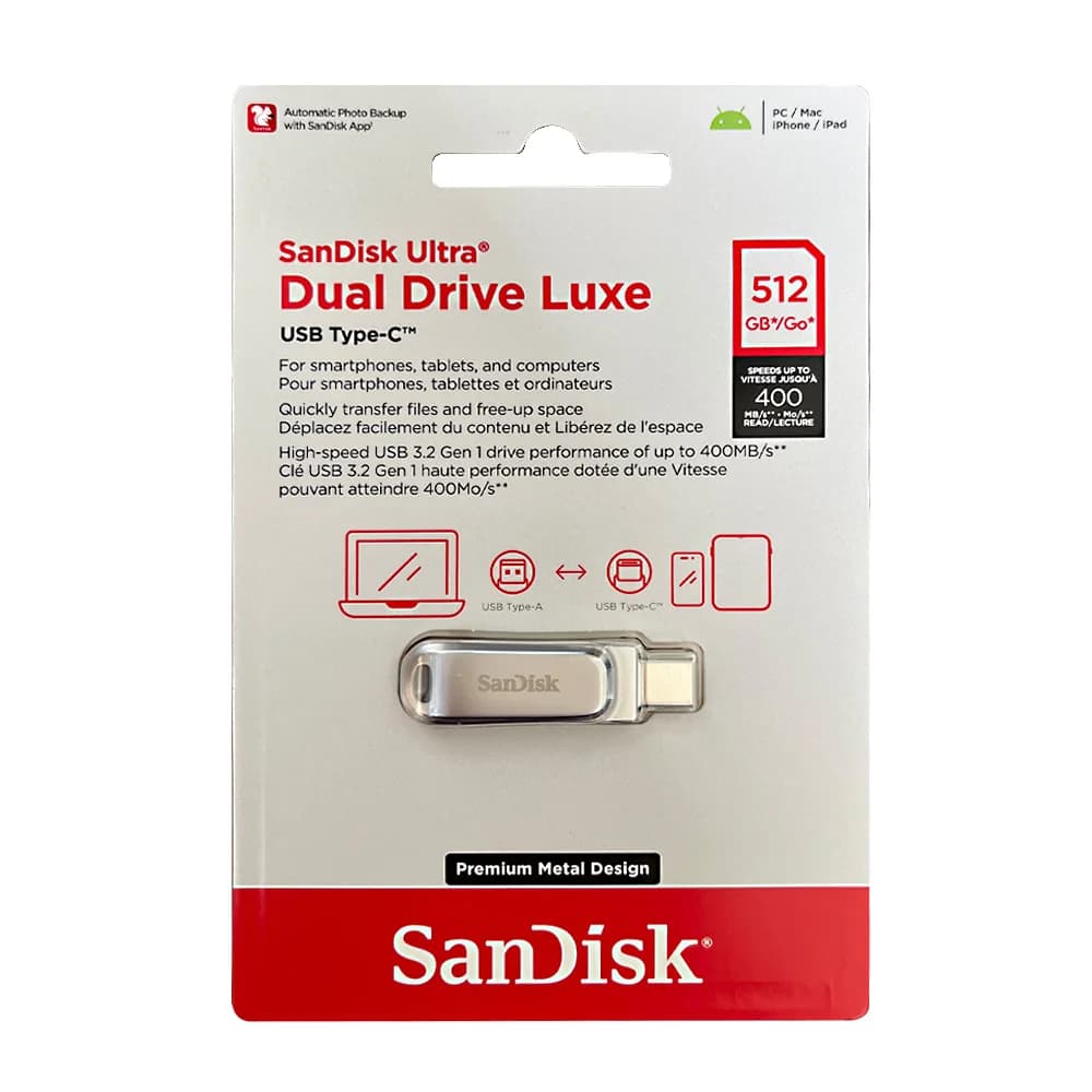 SanDisk Ultra Dual Drive Luxe USB Type-C 64GB 128GB 256GB 512GB 1TB USB 3.2 Metal 2 in 1 Type C OTG Flash Drive Type-A Pen Drive - 4