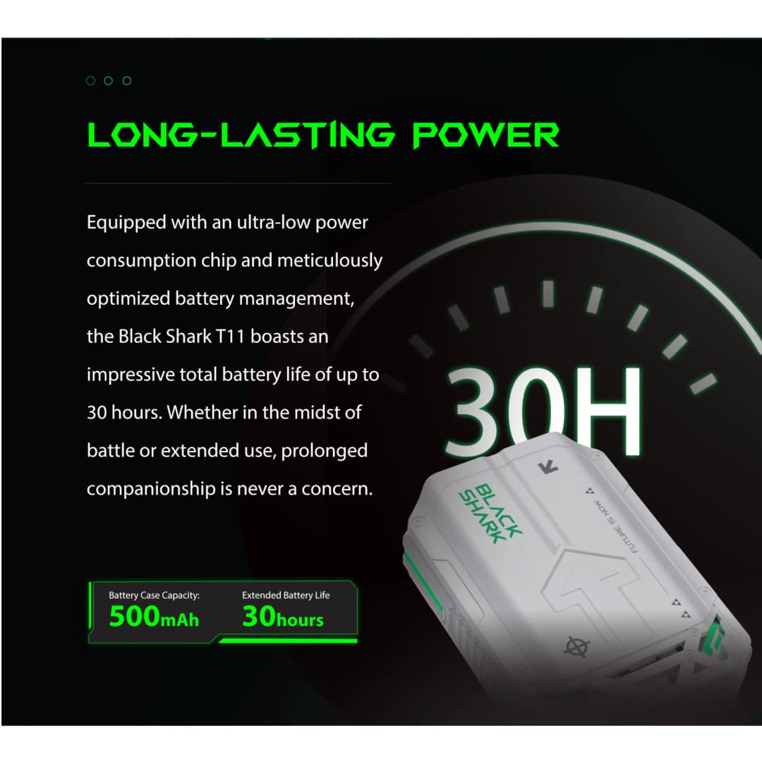 سماعات أذن لاسلكية Black Shark T11 TWS مع إلغاء الضوضاء النشط، بلوتوث 5.3، بطارية تدوم 30 ساعة، إضاءة RGB، وتأخير منخفض - 5