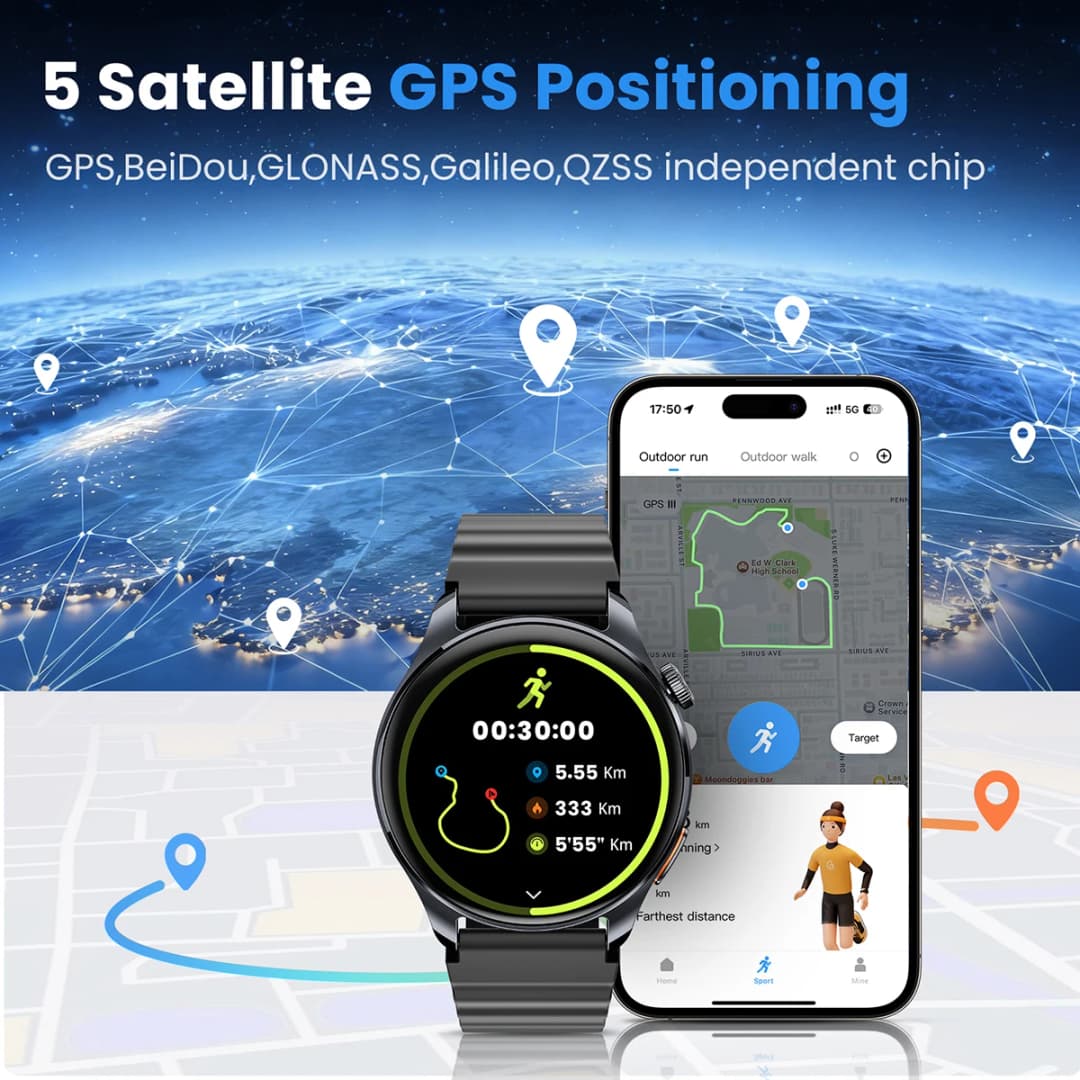 HAYLOU Watch 4S(HF012) GPS Smartwatch 1.43” HD AMOLED 5 Satellite GPS Positioning 120+ Workout Modes Sport Fitness Smart Watch - 2