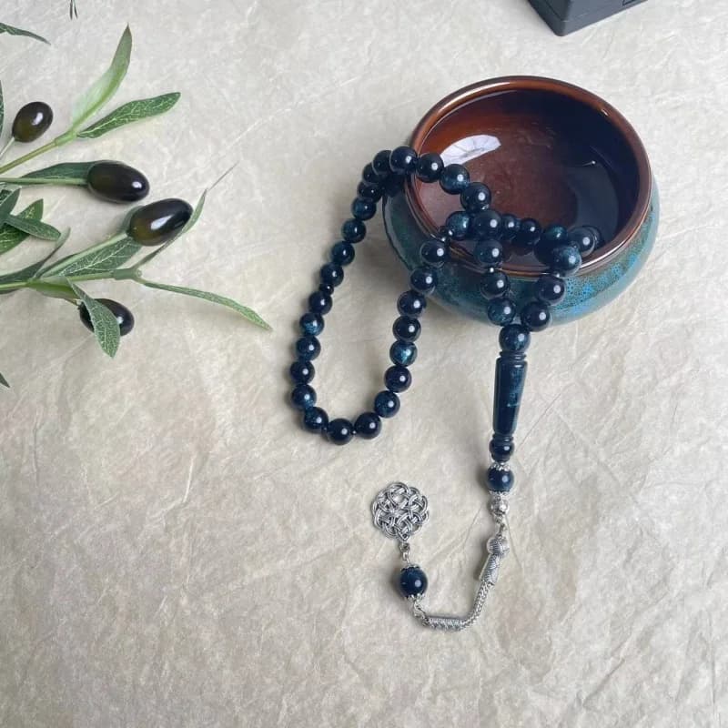 مسبحة إسلامية 10 ملم 45 أكريليك تقليد شمع العسل ضوء النجوم سوار أذن واحد TASBIH ، مسبحة صلاة في الشرق الأوسط - 2