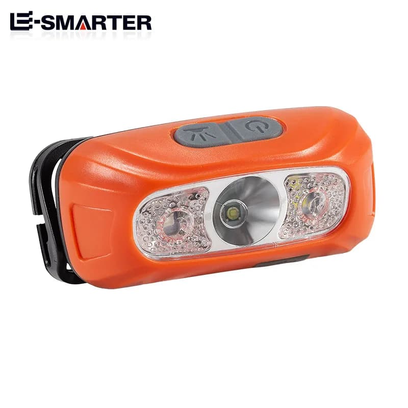 مصباح رأس صغير محمول مع مستشعر، مصباح LED قوي قابل للشحن عبر USB، كشاف إضاءة أمامي للصيد الليلي والتخييم - 2