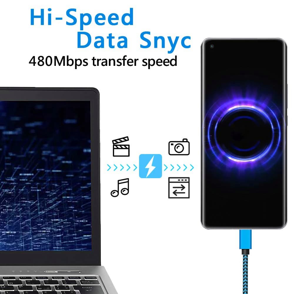 سلك نايلون مضفر من النوع C بمنفذ USB للهاتف المحمول ، كابل شاحن ، شحن سريع ، تاريخ ، مزامنة ، سامسنج ، هواوي ، أندرويد ، 1 م ، 2 م ، 3 م ، 2.4 أ - 5