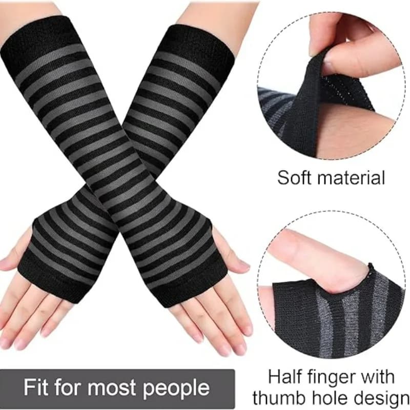 Y2K Gothic Lolita Fingerless Long Gloves JK Punk Hip-hop Winter Arm Cuff Warmer Mitten Cool Girls Unisex Gloves Outdoor Warmer - 2