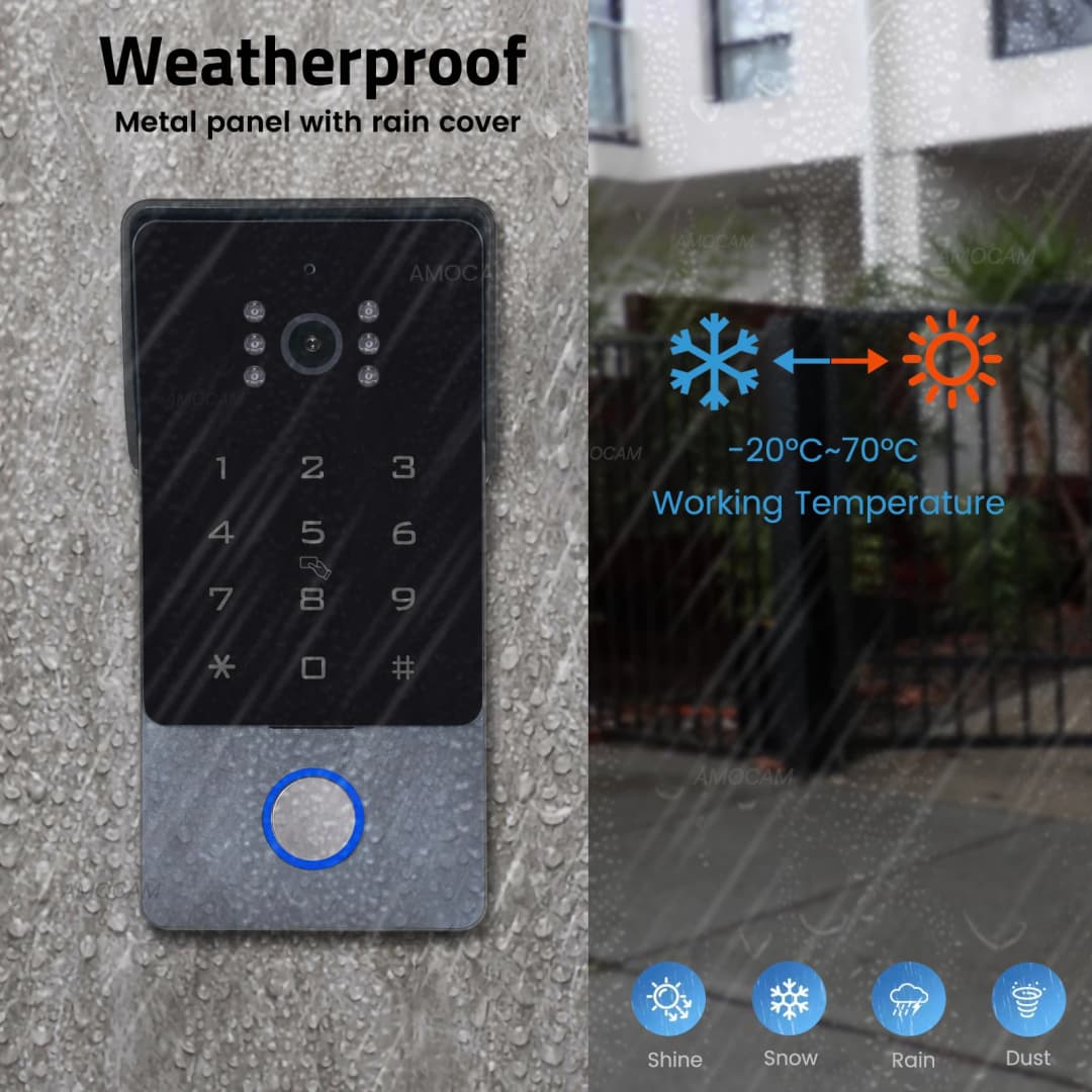نظام أمان منزلي ذكي سلكي 2 سلك Tuya Wifi إنتركوم فيديو بدقة 1080P هاتف باب فيديو شاشة لمس 7 بوصة جرس باب كاميرا باب - 5