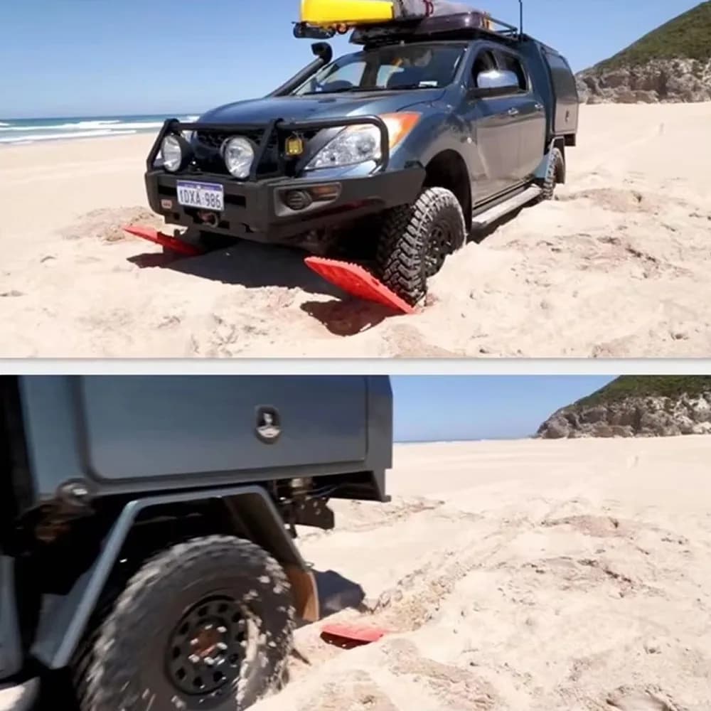 1/2 قطعة سوبر قوي عالية القوة PP سيارة اكسسوارات خارج الطريق لوحات سحب السكك الحديدية استرداد أداة إنقاذ الطوارئ الثلوج الرمال الطين - 5