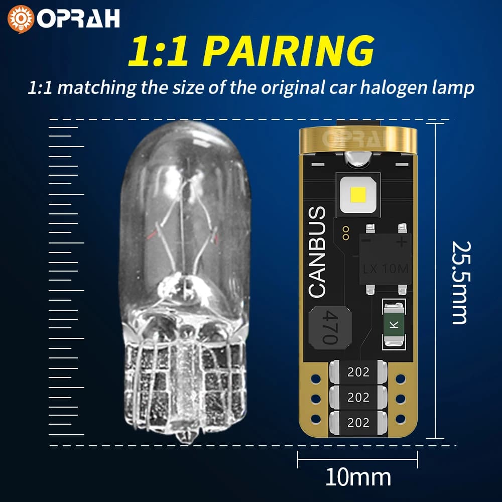 2/10 قطع مصابيح T10 W5W 194 501 LED Canbus بدون أخطاء، 3 SMD 3838 رقاقة، إضاءة داخلية للسيارة، مصباح خريطة القبة، إضاءة لوحة الترخيص، أبيض 6000K، 12V - 3