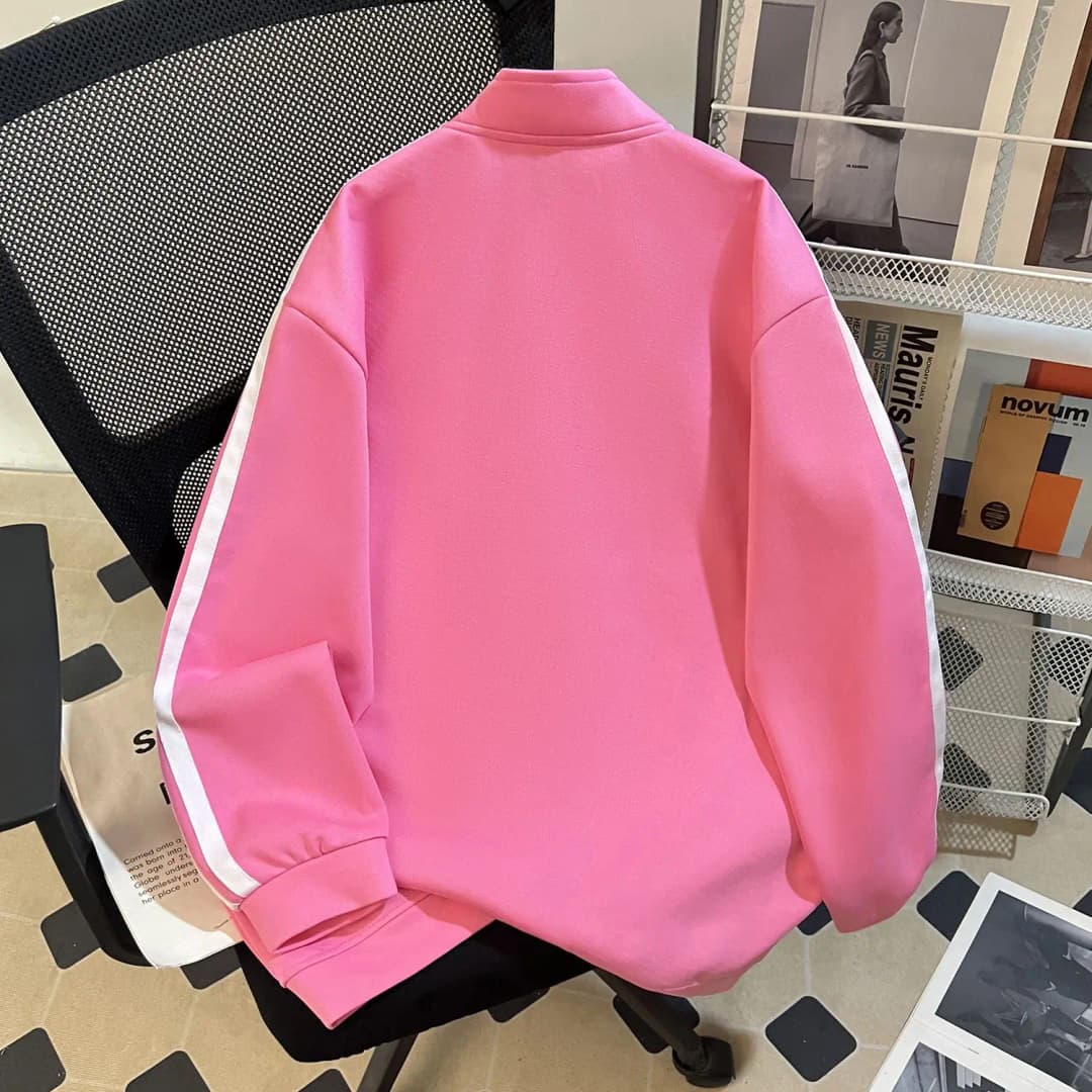 Loose Fit Sweatshirt with Button Design Autumn Winter New Style Versatile Outerwear Korean Style Long Sleeve Stand Collar Coat - 4