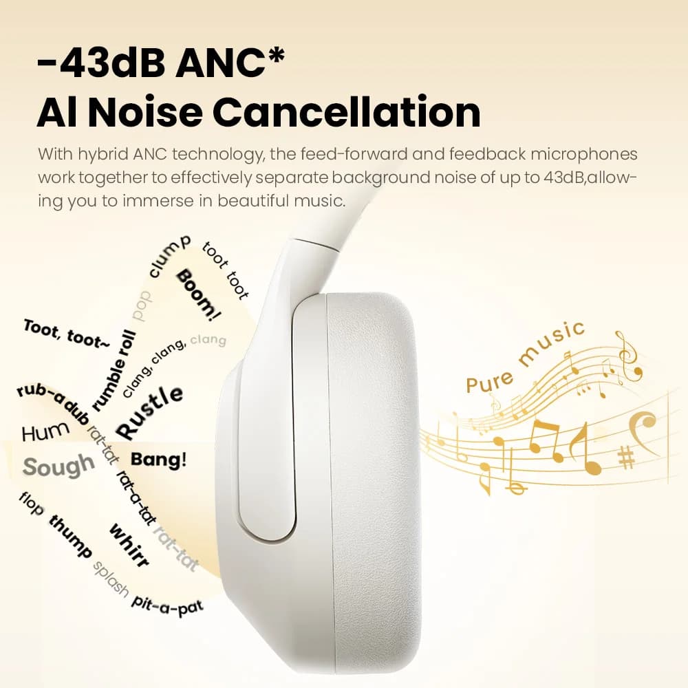 سماعات رأس HAYLOU S33 لاسلكية بتقنية البلوتوث 5.4 مع ميكروفون و إلغاء الضوضاء و صوت عالي الدقة 43dB و مشغل نشط 40mm - 5