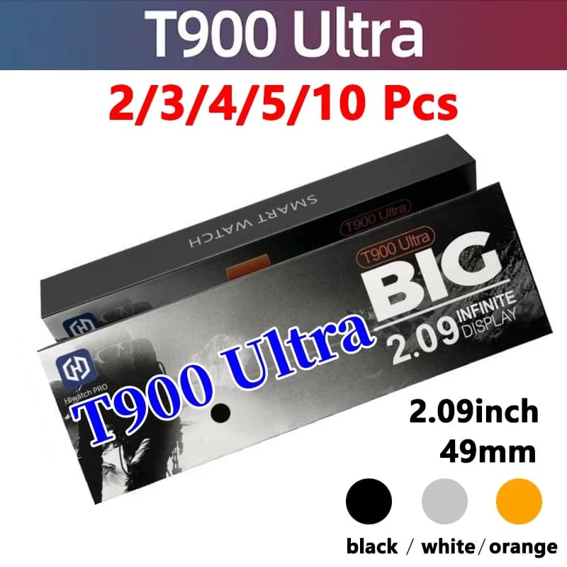 ساعة ذكية أصلية T900 Ultra كبيرة، شاشة 2.09 بوصة، مكالمات بلوتوث، سلسلة IWO 8، مناسبة للرجال والنساء، متوافقة مع IOS وأندرويد