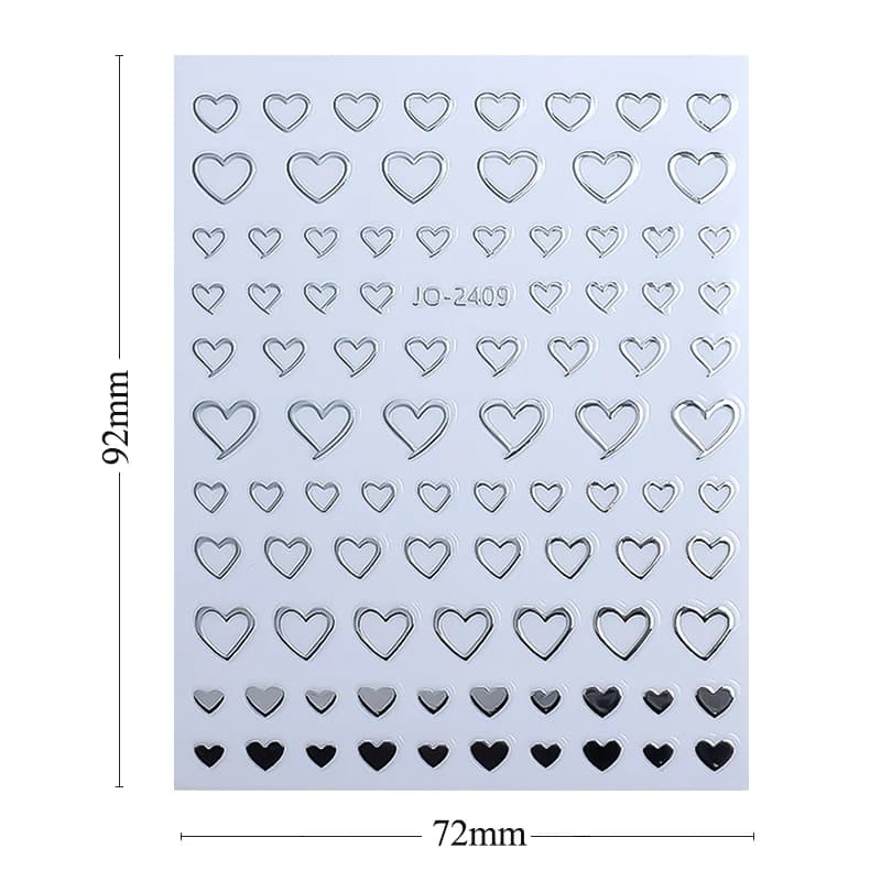 مرآة معدنية فضية ثلاثية الأبعاد مسمار ملصقا ثلاثية الأبعاد قلوب الحب شريط خطوط الشريط المتزلجون ذاتية اللصق الشارات مسمار الفن مانيكير الزينة - 6