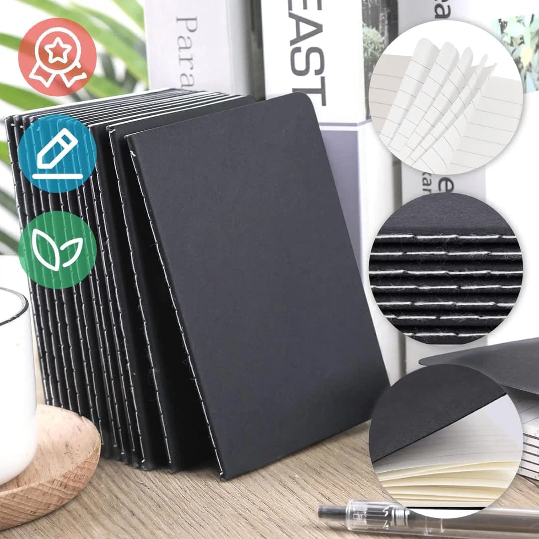24 قطعة كرافت نوت بوك، 3.5x5 بوصة دفاتر جيب صغيرة بصفحات مسطرة دفتر ملاحظات صغير أسود للمدرسة والمكتب والمنزل وهدايا السفر - 2