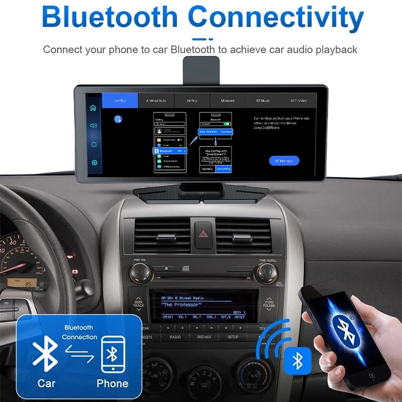 كاميرا Yangood بدقة 4K، 10.26 بوصة، نظام أندرويد للمعلومات التلقائية، Carplay، كاميرا خلفية بدقة 1080P، نظام تحديد المواقع، واي فاي، بلوتوث، مسجل فيديو السيارة - 3