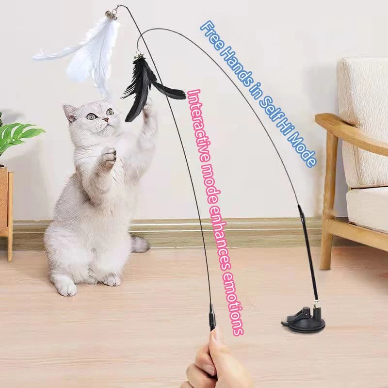 Interactive Cat Toy Handfree Cat Stick Playing Kitten Playing Teaser Wand Toy Suction Cup Bird/Feather Cat Wand Pet Supplies - 4