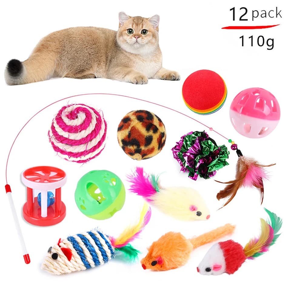 DualPet Kitten Toys Variety Cat Toy Combination Set Cat Toy Funny Cat Stick Sisal Mouse Bell Ball Cat Supplies 20 Piece Set - 3
