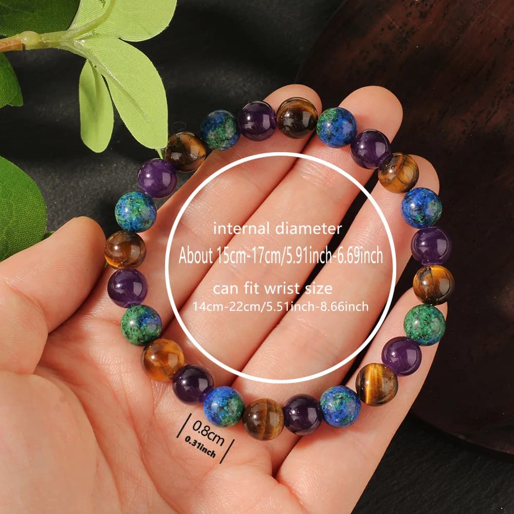 Fashionable mixed color bead bracelet handmade elastic rope bracelet suitable for daily wear as a holiday gift - 6