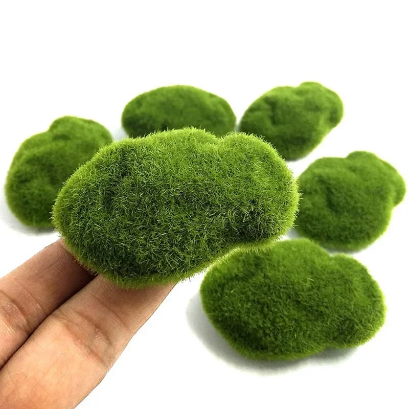 4 Size Green Fake Stone Artificial Moss Rocks Home Decor Simulation Plant DIY Decoration for Garden and Crafting листья розы - 2