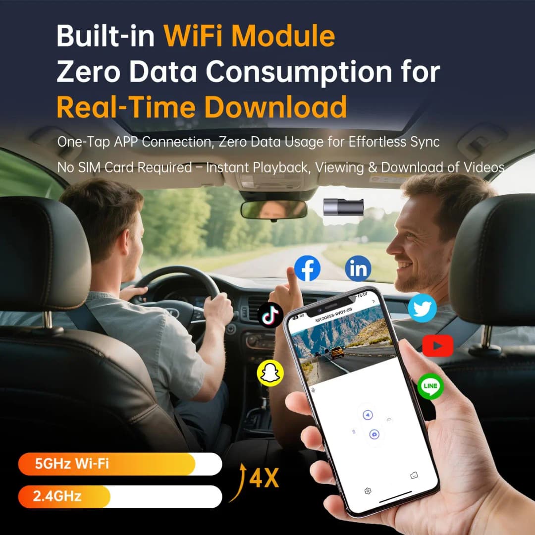 كاميرا داش كام 1080 بكسل مع رؤية ليلية كاميرا داش كام مخفية صغيرة على مدار 24 ساعة لمراقبة ركن السيارة وتسجيل مستشعر الجاذبية والتحكم في التطبيق - 4