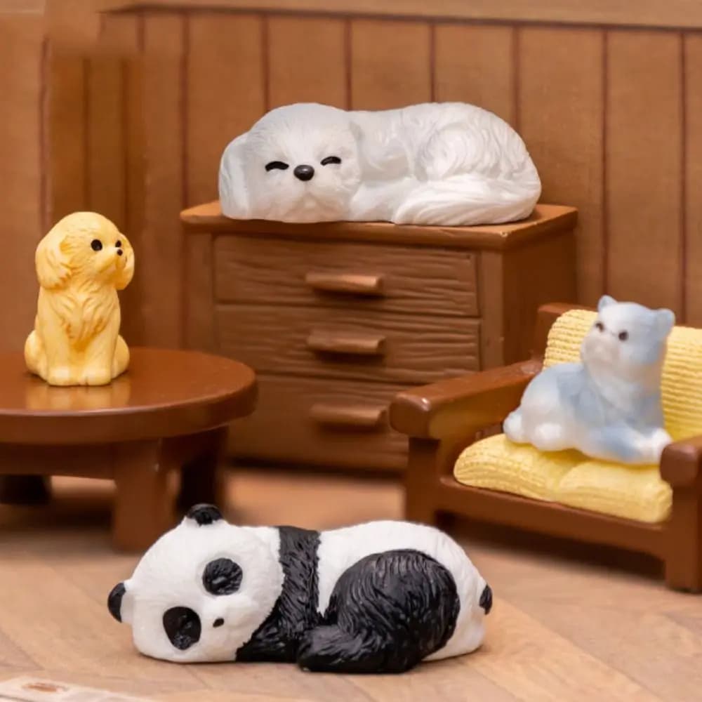 New Cute Cartoon Puppy Statue DIY Crafts Car Ornament Mini Animals Figurine Resin Home Decorations Miniature Dog Figurines - 2