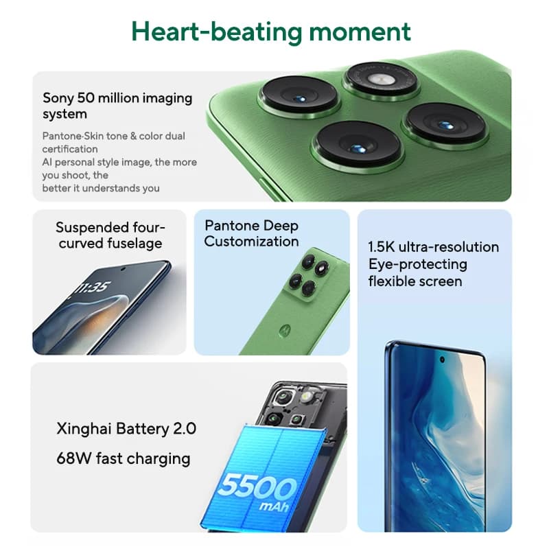 Original Motorola MOTO edge 60 Smartphone 5G Global ROM 6.7‘’ 1.5K 120Hz pOLED Display IP68 MediaTek Dimensity 7400 Cellphone - 2